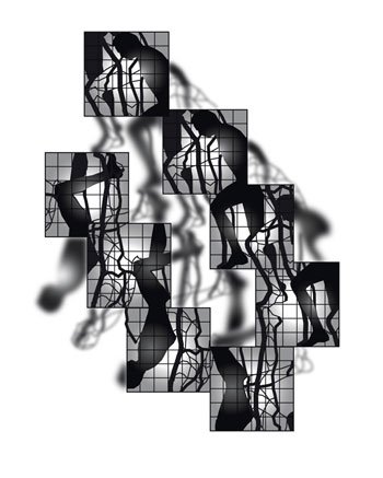 « L'escalier Fractal » - sérigraphie sur papier - 75 cm x 60 cm - 2011 (Icône de l'exposition « Babel, Utopie en Marches » Brignoles, Var, été 2011)